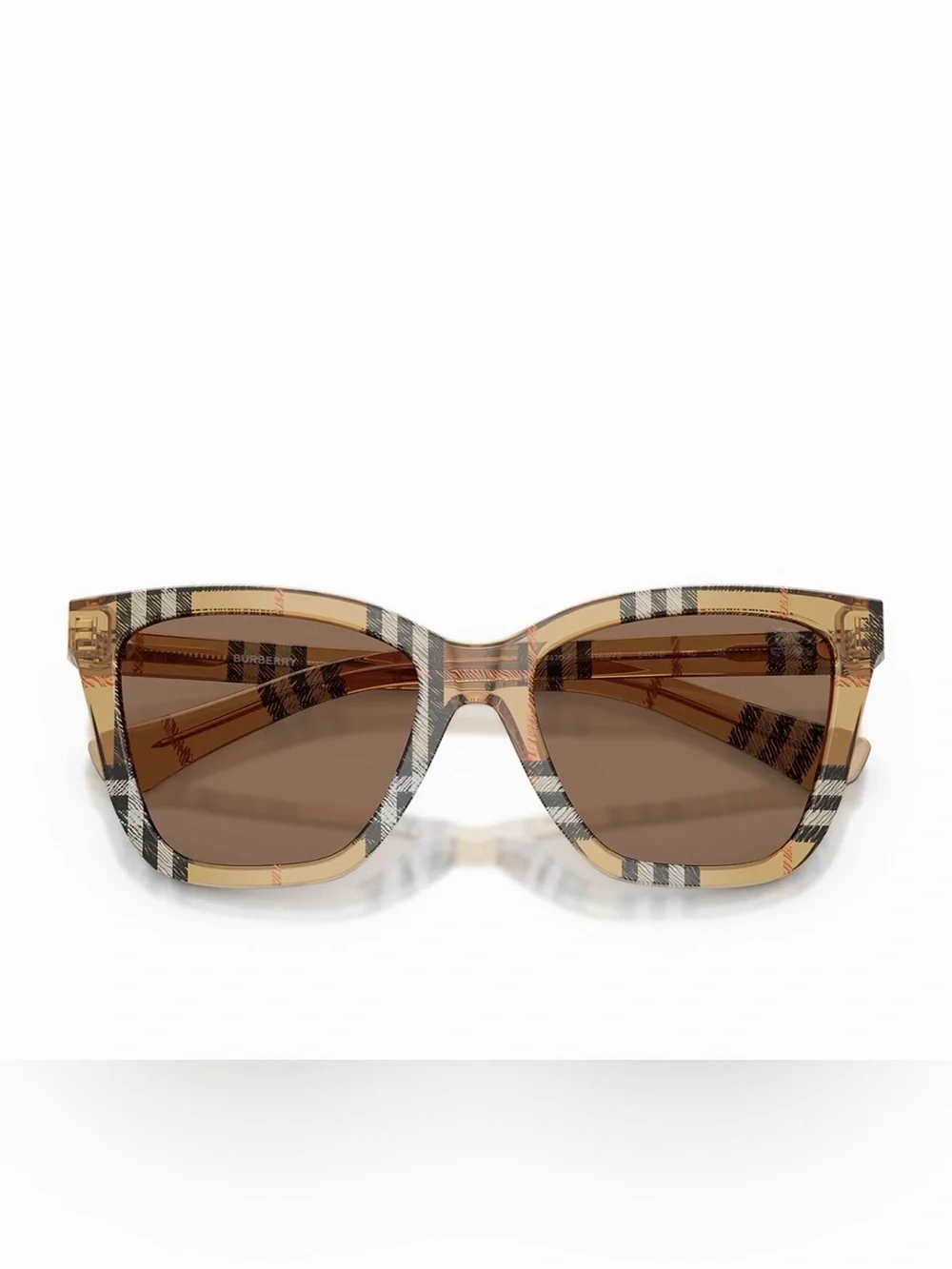 Burberry Beige Plaid Frame Sunglasses with Brown Lenses